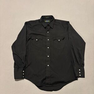 Woolcrest Shirts Size Medium Black Pearl Snap Buttons Cowboy Western Lightweight